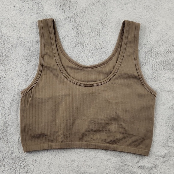aerie Other - Aerie Seamless Ribbed Scoop Neck Bralette Crop Tank Taupe Size Small